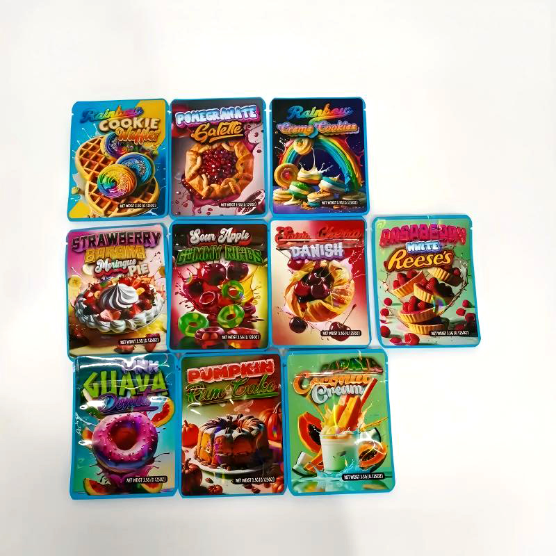 Empty Mylar Bags 3.5g Smell Proof Pouch Soft Touch Cartoon Zip Lock 3.5 Plastic Snack Candy Package Pouches Stand Up Storage Case