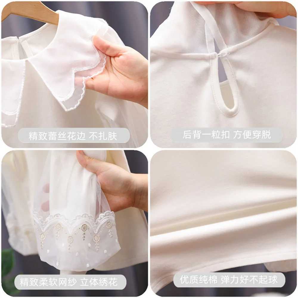Spring Autumn Toddler Teen Girls Cotton Blouse White Bow Lace Long Sleeve Shirts Kids Pullover Tops Children Clothes 312 Years C251007
