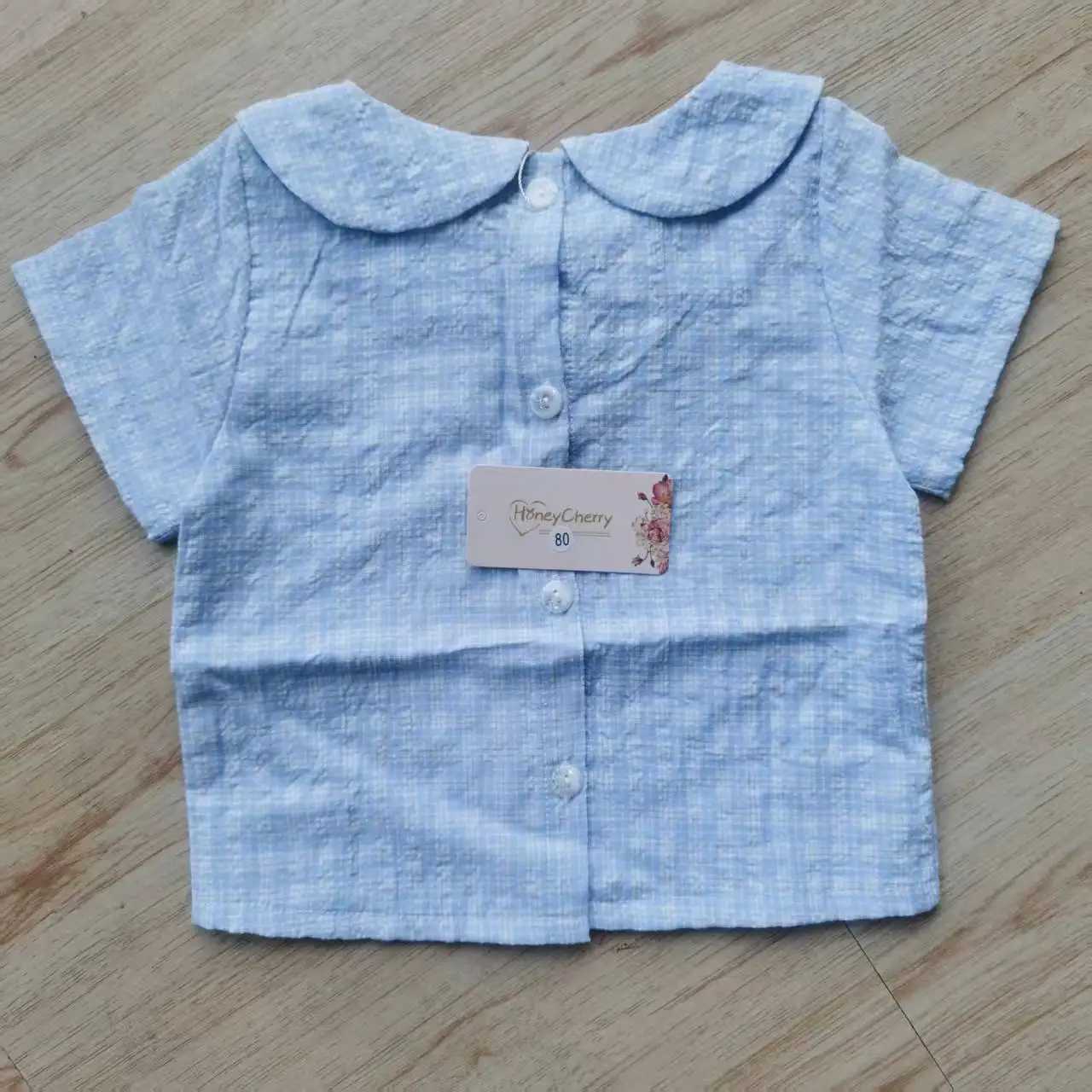 Cherry Summer Girls Shirt Simple Sweet And Versatile Short Sleeve Loose Lapel Top Baby Girl Blouse C251007