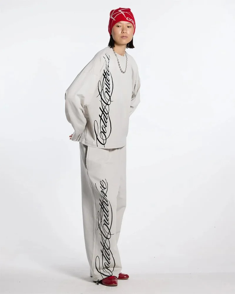 Y2K clothes 2 Piece Set Sweatshirt Cotton washed retro style Hoodie suit streetwear Hip Hop Letter Print Fashion 2 Piece Set 250922