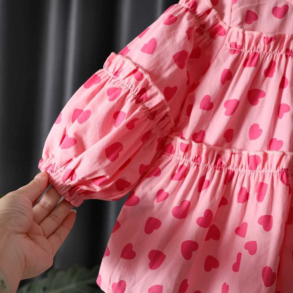 Sweet Baby Girls Long Sleeve Shirt Round Collar Love Heart Print Blouse Korean Style Loose Casual Dot Shirt Tops Girls C251007