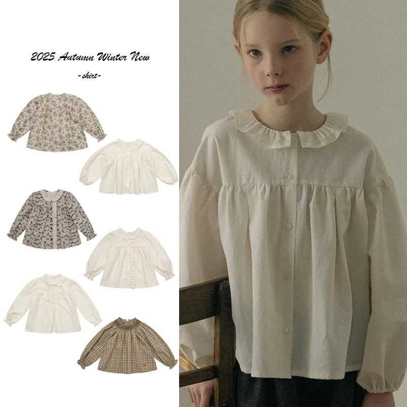 2025 Autumn Winter New Fashionable and Casual Girls Versatile Long Sleeved Shirt with Artistic Style Printed Pure Cotton Top C251007