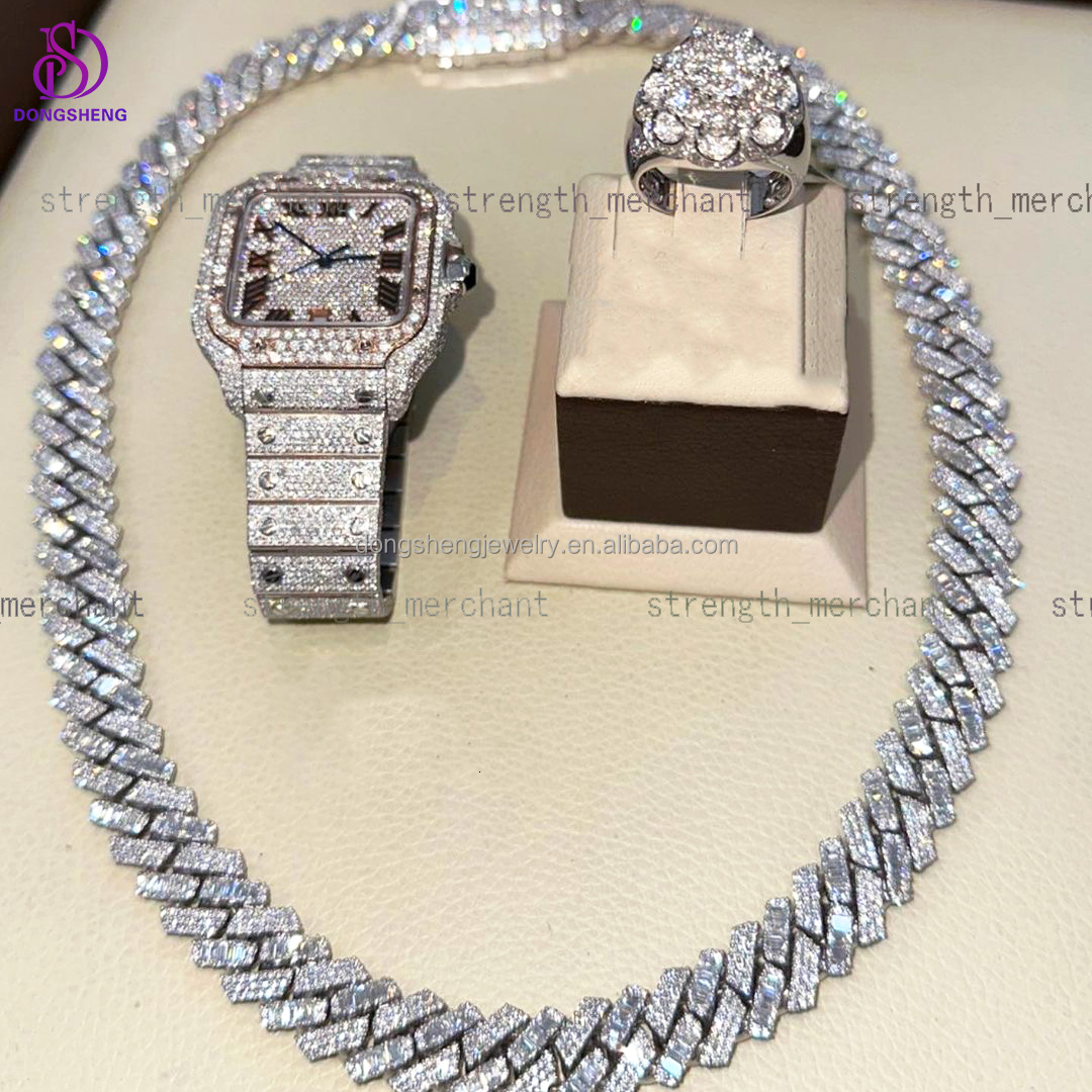 2026 Designer necklace 15mm 18mm Hip Hop Jewelry High Quality 925 Silver Cuban Necklace D VVS Iced Out Moissanite Cuban Link Chain for Mens