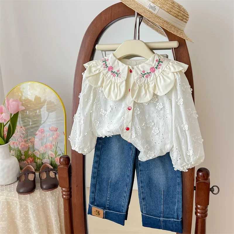 Childrens Clothing Shirt 2024 New Girls Doll Shirt Childrens Clothing Autumn Clothing Korean Embroidered Shirt Baby C251007