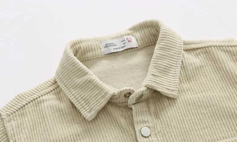 Corduroy Boys Cardigan Baby Boys Shirts Long Sleeve School Blouse Kids White Shirt for Toddler Boys Blouse Children Tops New C251007