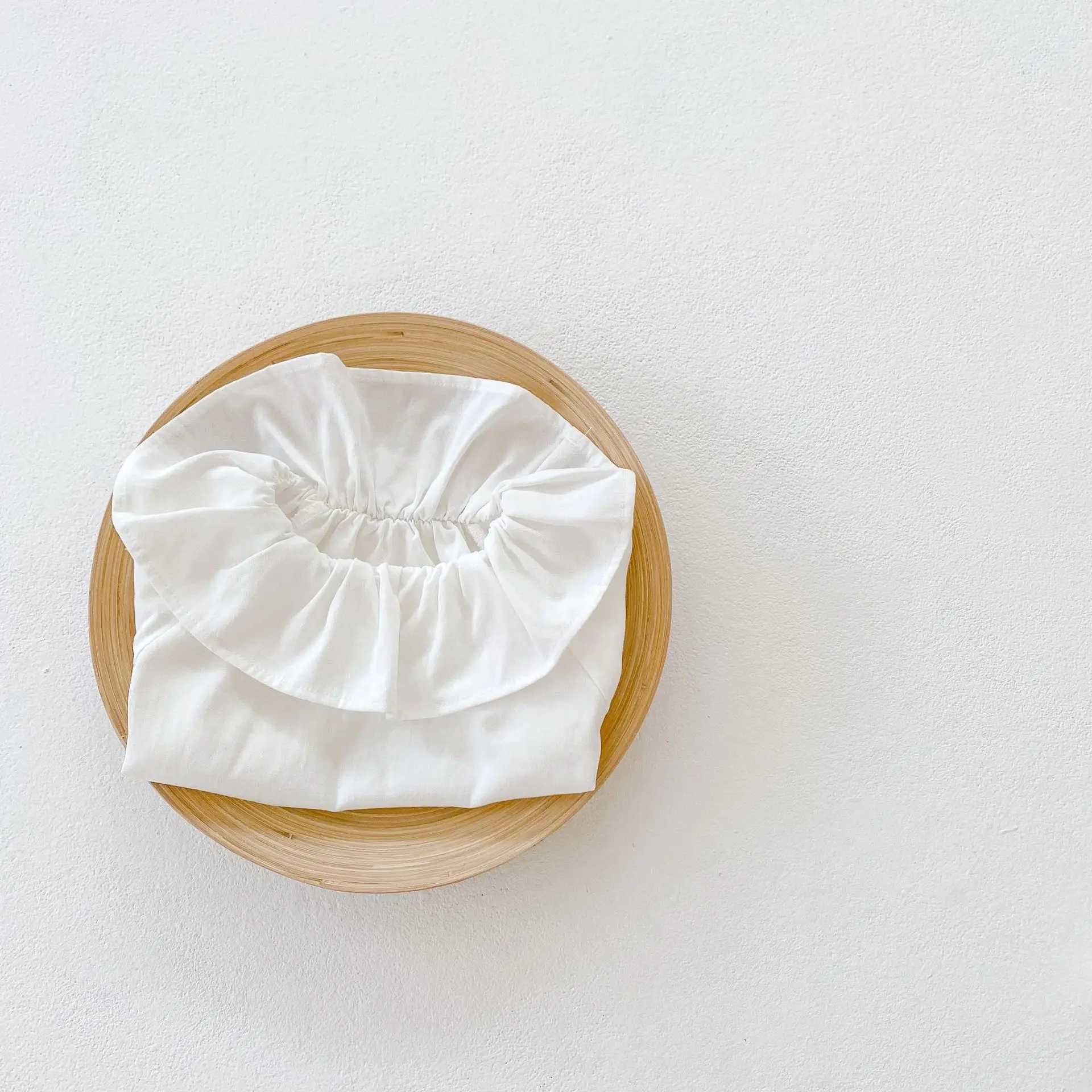 2021 Autumn Newborn Baby Girls White Shirts Ruffles Collar Korean Style Toddlers Kids Blouses Infants Clothes Pure Color Tops C251007