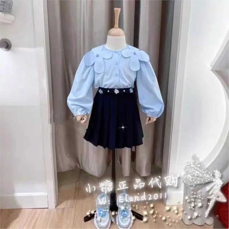 2024 Baby Girls Fashion flowers collar Shirts Blouses Elegant Kids Girl Spring Autumn Tops Children Birthday Princess Clothes C251007