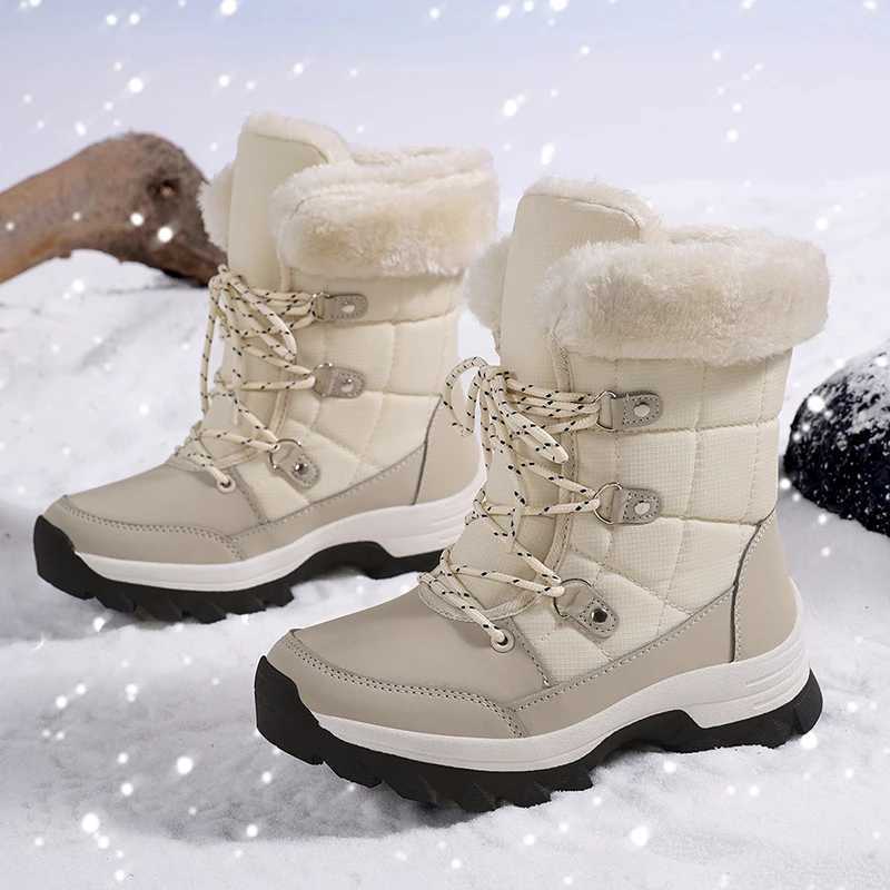 New Winter Snow Boots for Women Platform Sneakers Non Slip Outdoor Waterproof Hiking Shoes Mid Calf Warm Fur Women Ankle Boots J251007