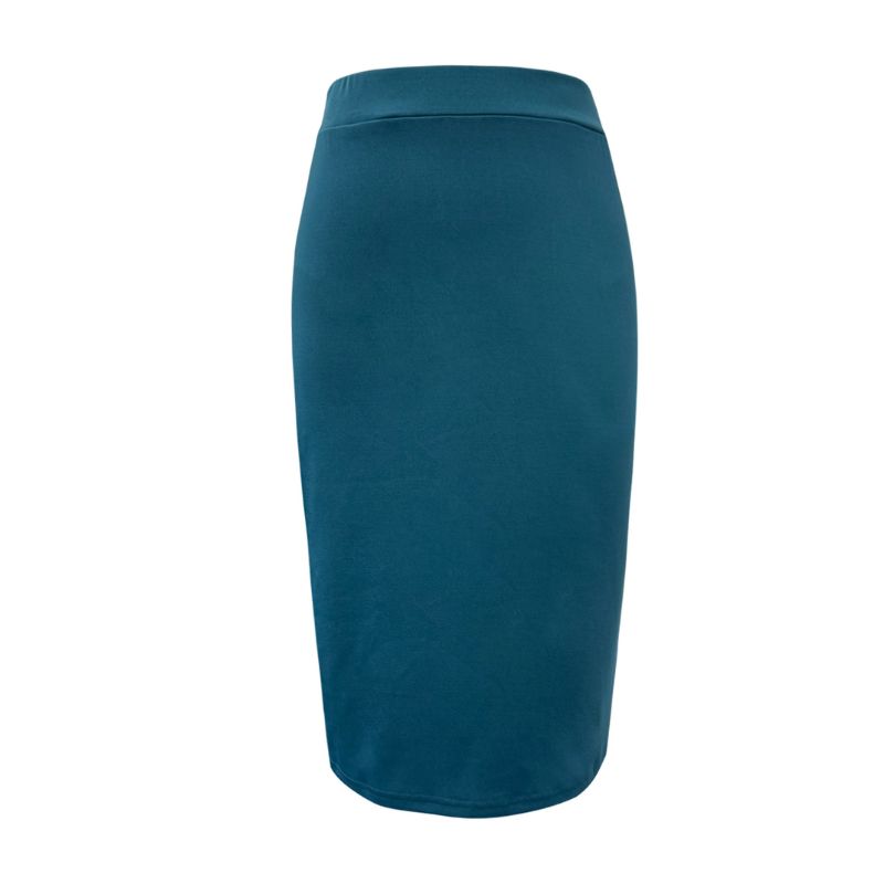 Elegant Womens Solid Color Midi Pencil Skirt Soft Silk Fabric for Professional Outfits-CF42744