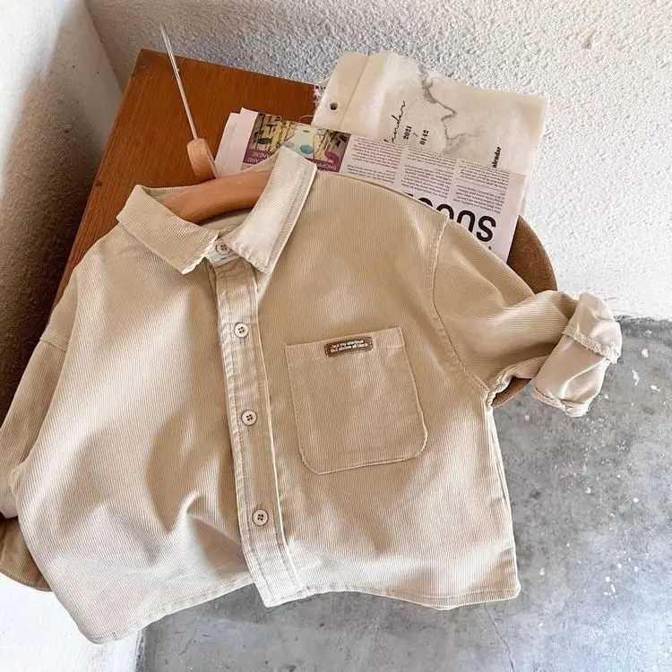Kids Blouses Spring New Corduroy Baggy 2025 Fashion Korean Long Sleeve Simple Style Casual C251007