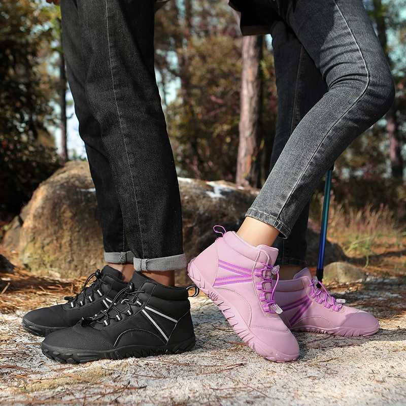 New Men Women Waterproof Barefoot Hiking Shoes Winter Warm Snow Boots Men Minimalist Sneakers Outdoor Trekking Climbing Boots J251007