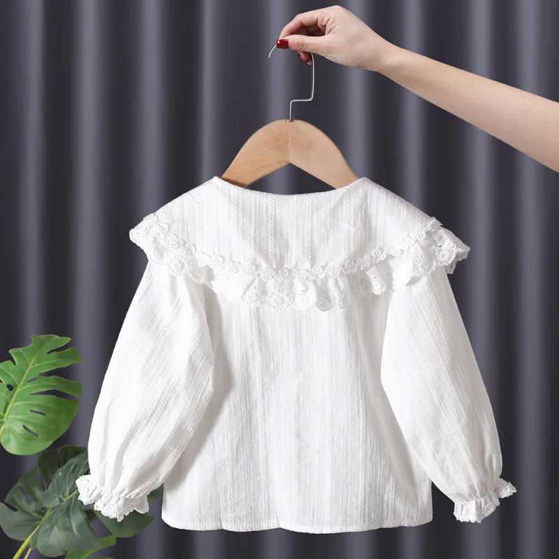 Girls Lace Lapel Shirt Spring and Autumn New Childrens Clothing Baby Children Shirt Baby Girl White Shirt Cotton C251007