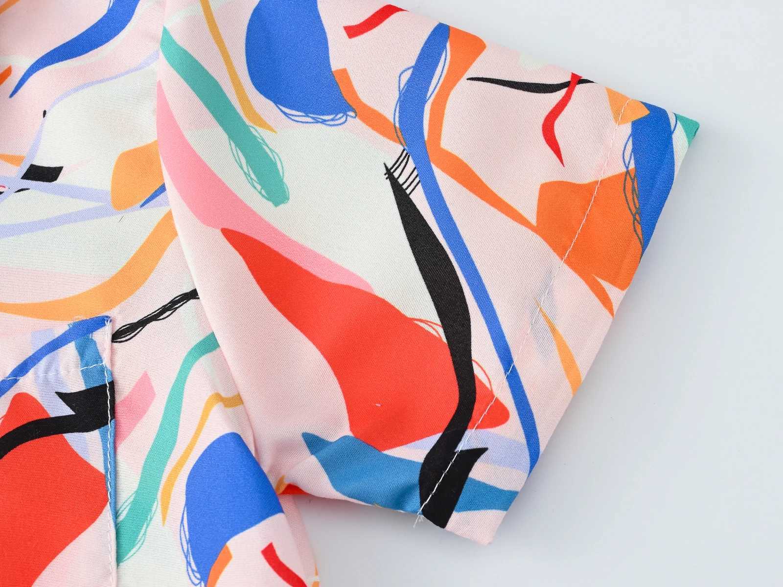 New summer girls and children casual sweet and lovely multicolor printing fashion shortsleeved baby thin Korean lapel shirt C251007