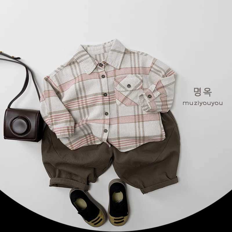 Spring Autumn Children Shirts 18Y Boys Cotton Plaid Pockets Casual Long Sleeve Tops Korean Toddler Wear For Kids Clothing New C251007