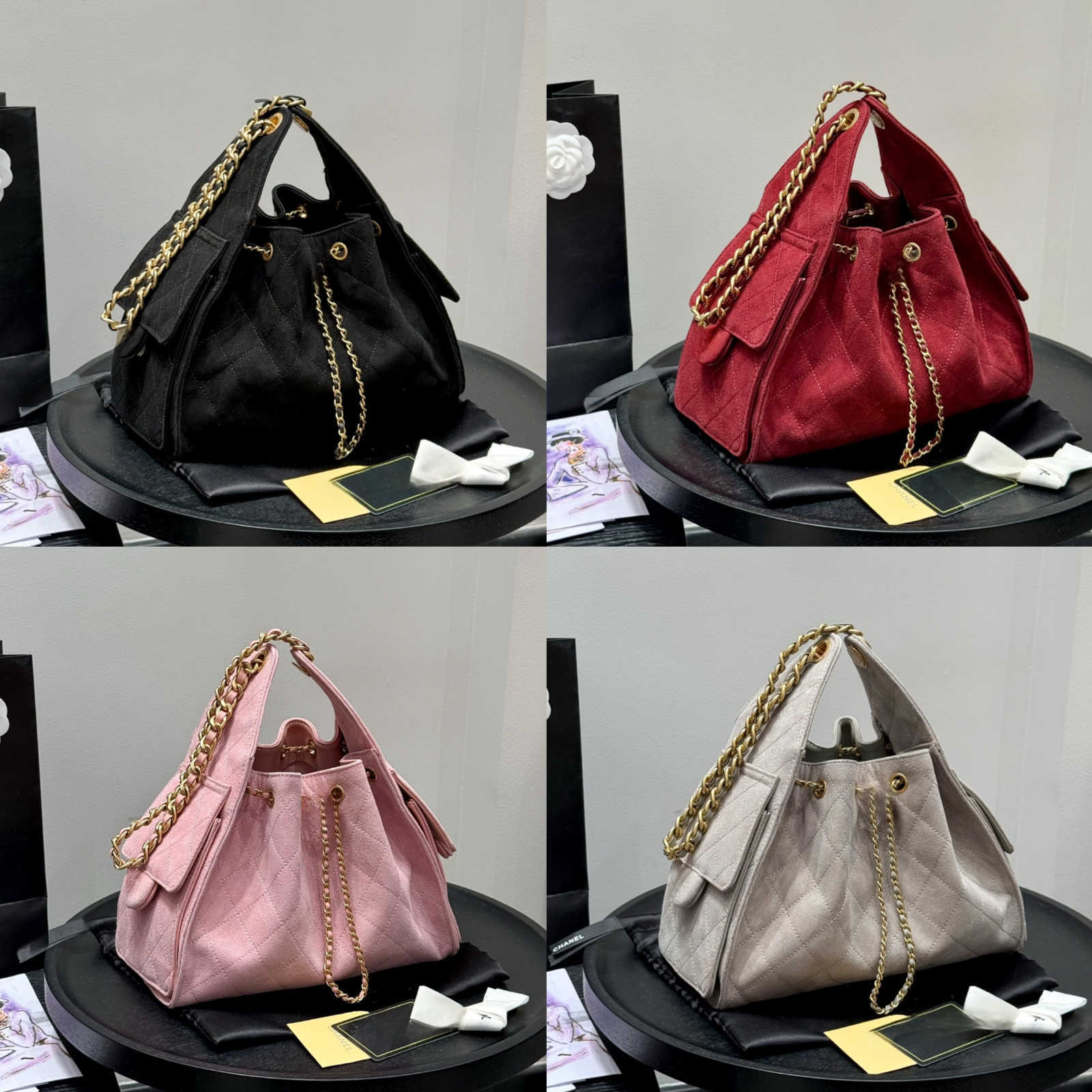 shoulder bag Designer Bag String Bucket Tote 25 Hobo Bag Mirror Suede bag 25c luxury bag Leather Gray Casual Diamond Lattice Long Chain Crossbody Fashion
