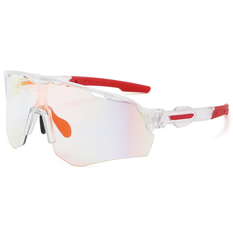 Outdoor cycling large frame color changing sunglasses, windproof sports glasses, men's and women's hiking sunglasses, fishing sunglasses