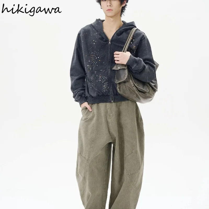 Oversize Hoodies Womens Clothing Chic Diamond Streetwear BF Sweatshirts Hooded Zipper Harajuku Hoodie Jackets Casual Y2k Tops 250930