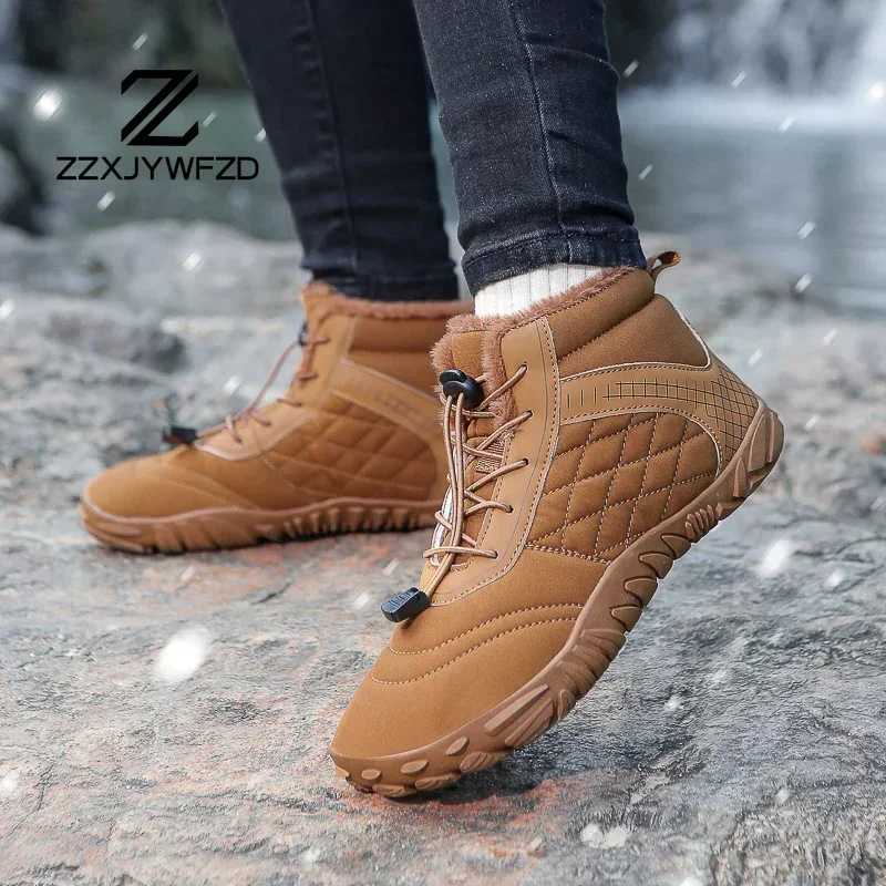2024 New Winter Boots for Men Snow BareFoot Women Outdoor Nonslip Warm Fur Casual Sneakers Plus Size Ankle Boots Hiking Shoes J251007
