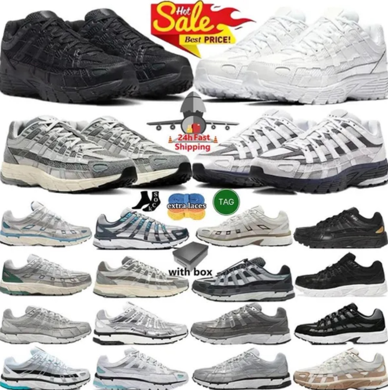 With Box Designer P6000 Running Shoes Trainer P 6000s Men Women Sneakers Metallic Silver Triple Black White Anthracite Smoke Grey Outdoor Sports Trainers