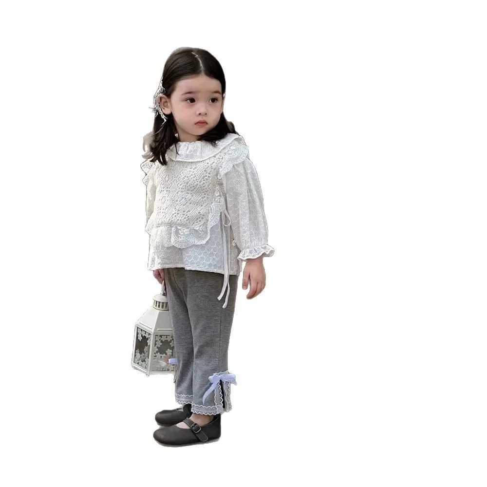 Childrens Clothing 2025 Spring New Style Girls Shirt Childrens French Top Doll Shirt Baby Lace Vest Shirt Trend C251007