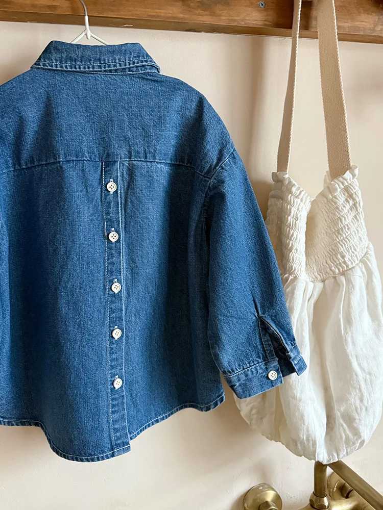 2025 Autumn New Boys and Girls Korean Version Casual Childrens Denim Shirt Jacket Loose Button Jacket Denim Shirt C251007
