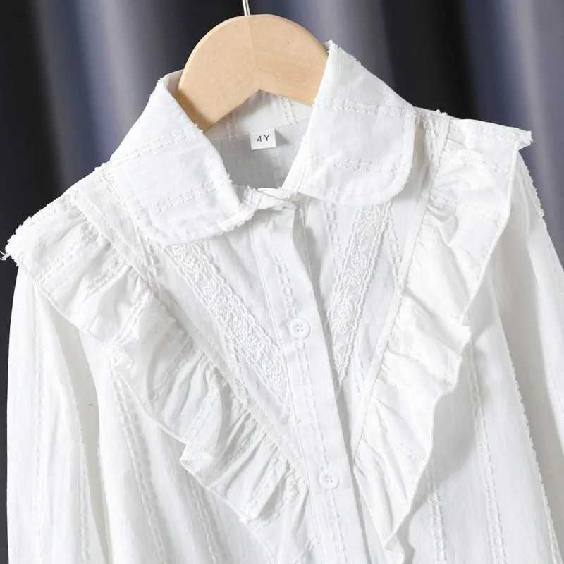 Girls Shirts Long Sleeve Spring Autumn 2025 Children White Blouse Academy Style Tops for Kids Teenager School Uniform Clothes C251007