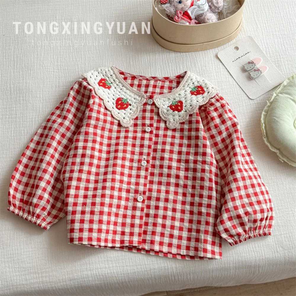 Girls Plaid Shirt Spring and Autumn New Girls Baby Doll Shirt Early Autumn Cotton Longsleeved Shirt C251007