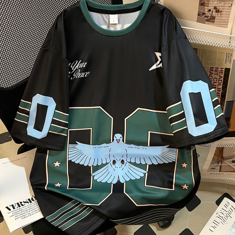 Retro Peace Dove Printed Sports T-shirt (Unisex) | Breathable Quick-drying Digital Print Loose Couple Short-sleeve Top-1