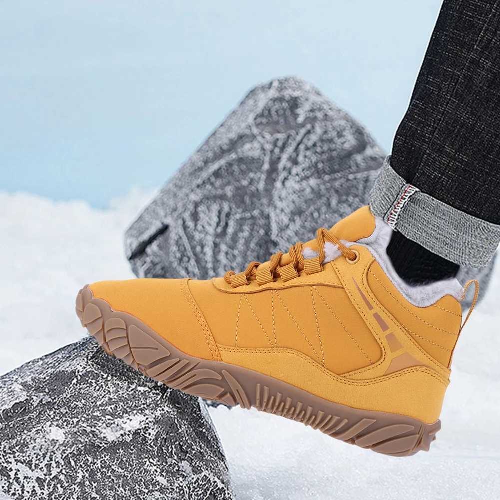 Womens Mens Waterproof Winter Plush Barefoot Shoes Non Slip Snow Boots Cotton Warm Fur Lined Unisex Walking Hiking Outdoor Shoes J251007