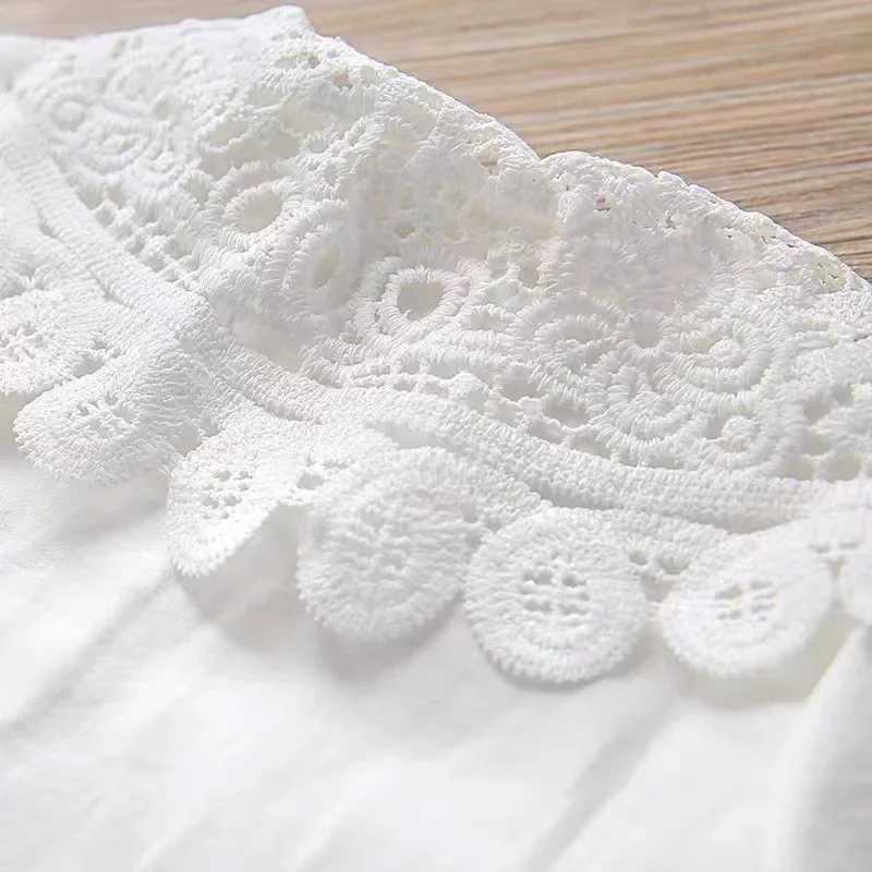 2025 Spring Baby Girls Lace Blouses Kids Button Up White Shirts Doll Collar Tops Autumn 1 To 12Yrs Childrens Casual Clothing C251007