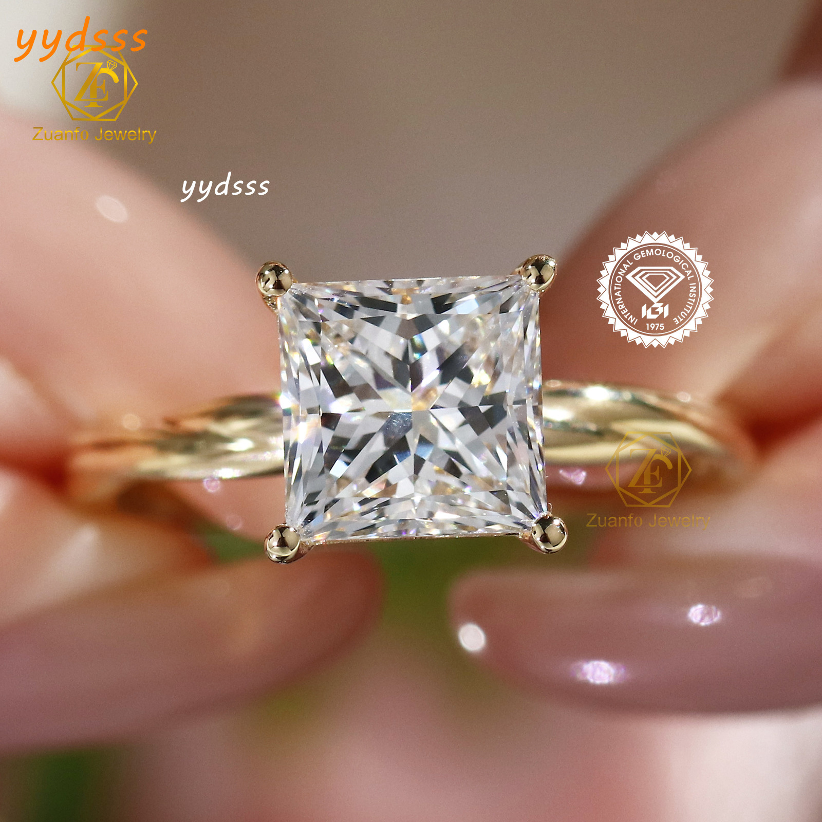 IGI Certified 2.5CT 14K 18K Solid Gold Engagement Ring CVD DEF VVS VS Lab Grown Princess Cut Diamond Ring for Women