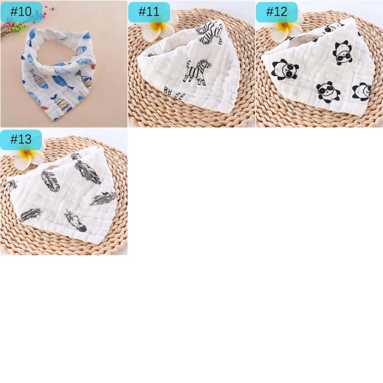 4 layers Newborn Baby Boys Girls Bibs Cartoon INS print Cotton Infant Towel Bandanas Scarf Children Cravat Kids Scarf 14 Styles C6883