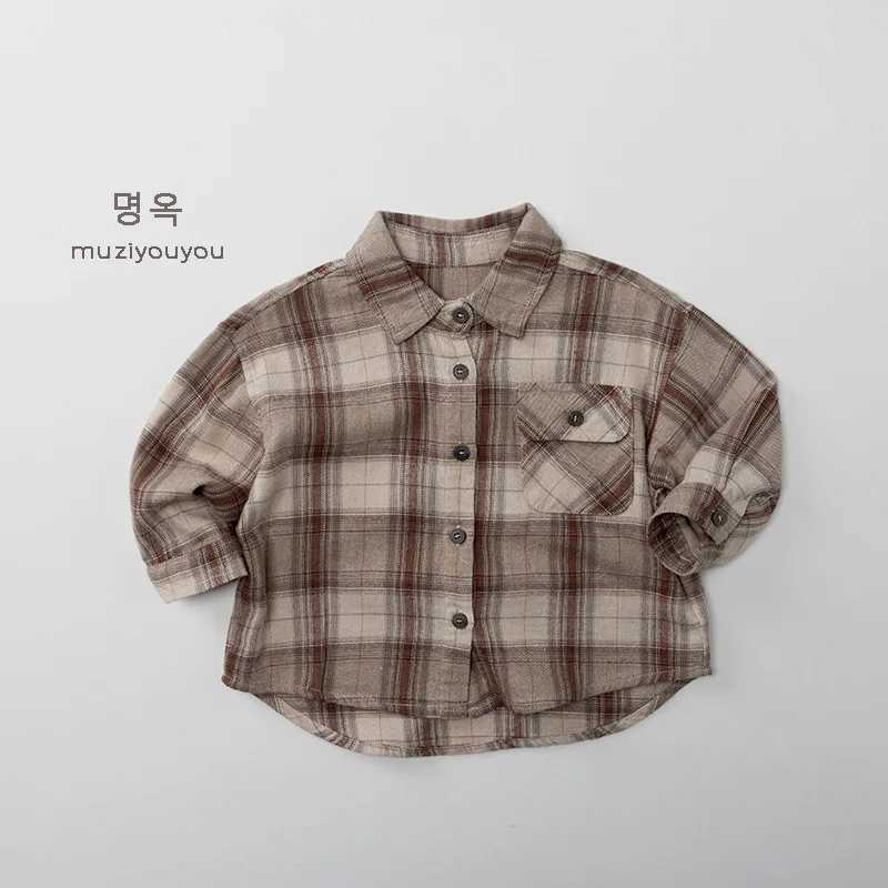 Spring Autumn Children Shirts 18Y Boys Cotton Plaid Pockets Casual Long Sleeve Tops Korean Toddler Wear For Kids Clothing New C251007