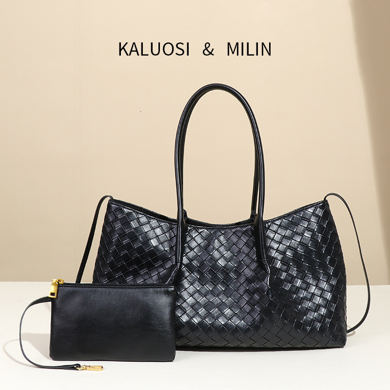 B's Summer New Handwoven Women's Light Luxury Simple Commuter High-end Basket Bag, Large Capacity Tote Bag