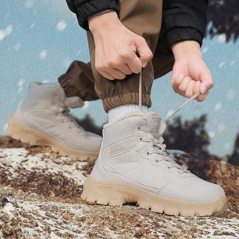 Winter Hiking Boots Mens High Top Waterproof Snow Boots Thick Plus Warm Mountain Climbing Ankle Boots Tourism Jogging Shoes J251007