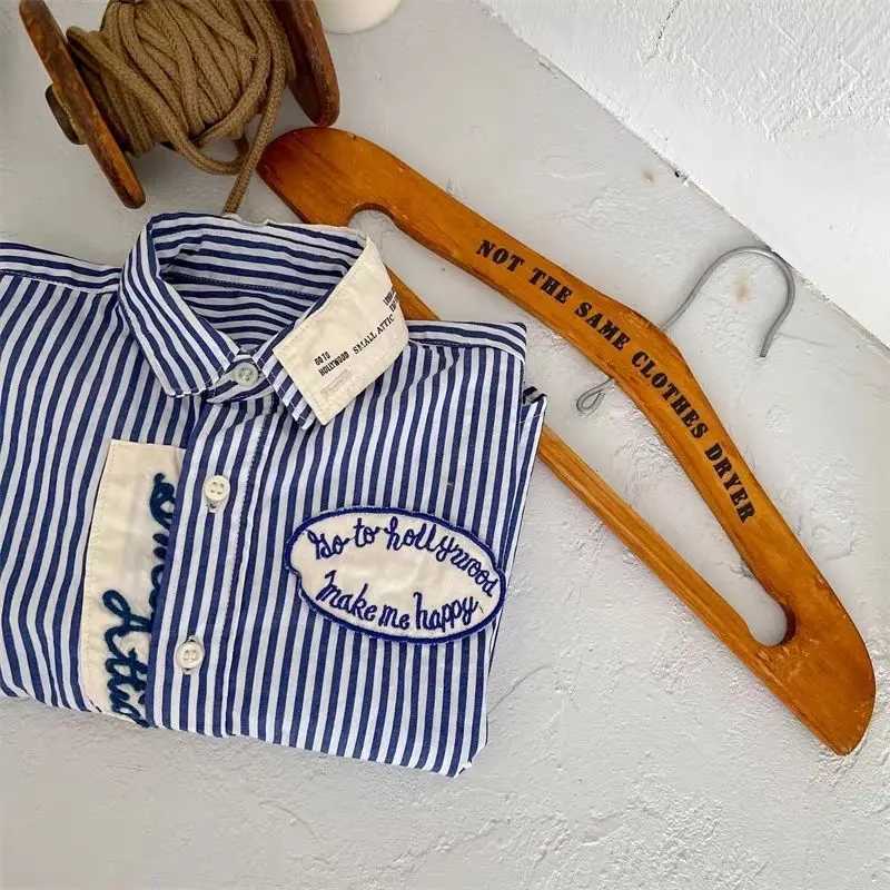 Childrens Shirt Spring and Autumn New Boys and Girls Korean Edition Pure Cotton Stripe Long Sleeve Top Baby Polo Neck Shir C251007