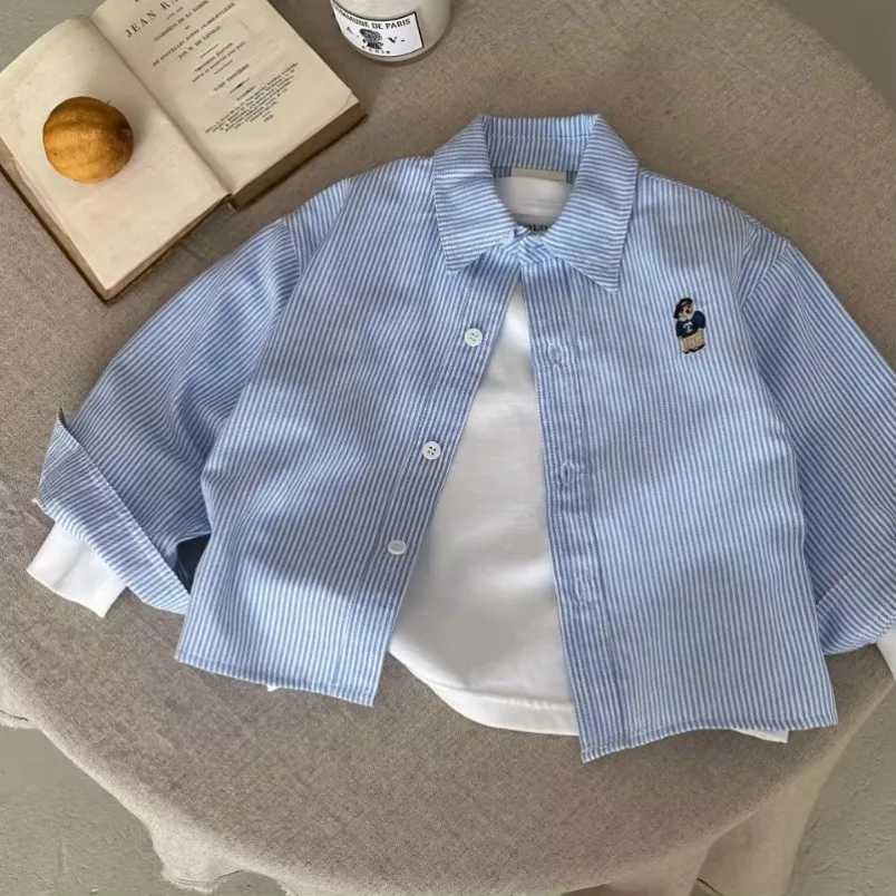 New Childrens Shirt Cartoon Boys Girls Long Sleeve Blouses Shirts Korean Childrens Clothing Spring Pink Blue White Blouse C251007