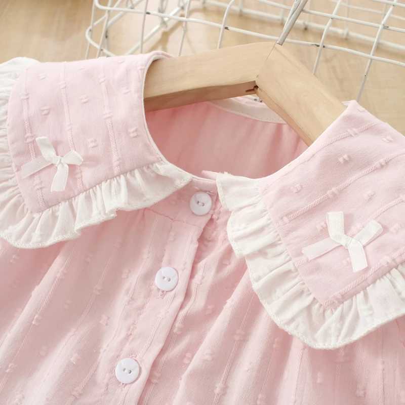 Princess Peter Pan Collar Kids Toddler Baby Girls Jacquard Shirts Autumn Casual Bottoming Tops Clothes C251007
