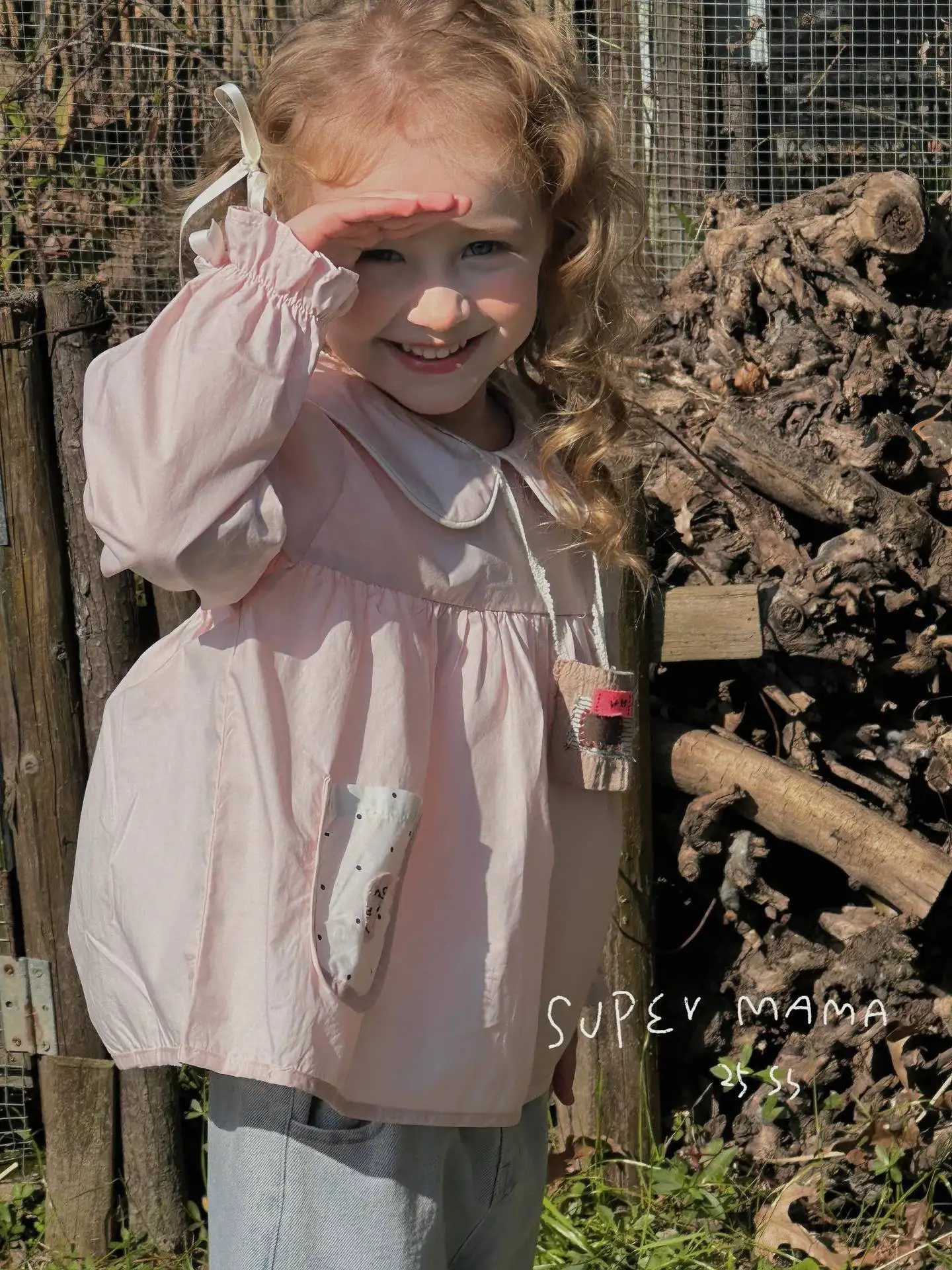 Girls Doll Shirt Children Top Long Sleeved Shirt 2025 Spring Autumn New Girls Baby Thin Peter Pan Collar Sweet Shirt C251007