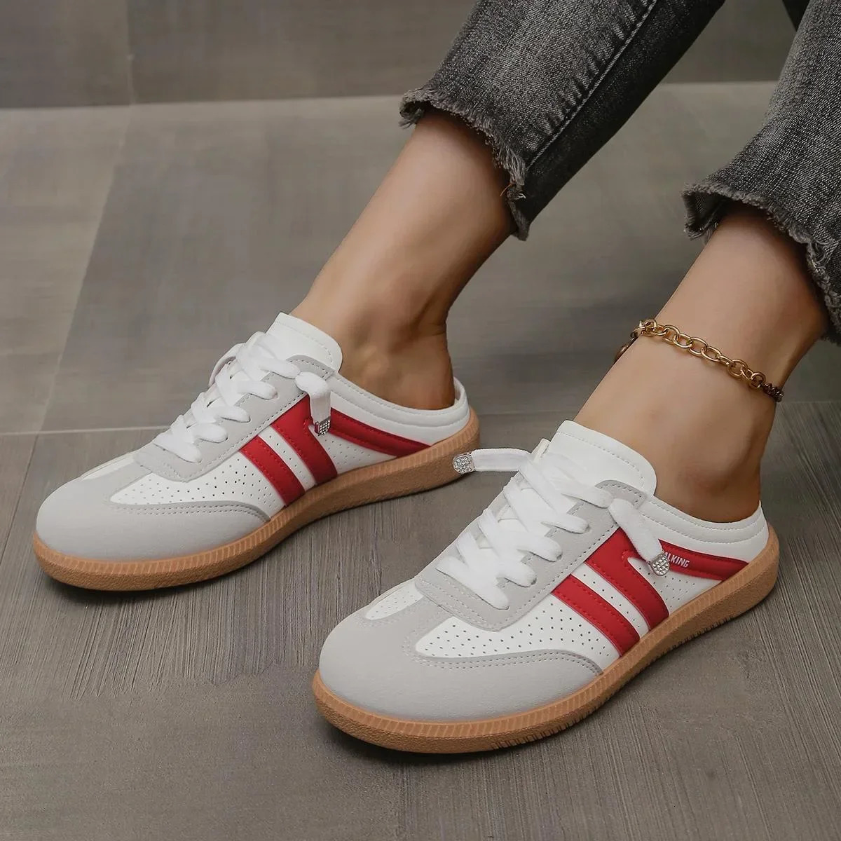 Women Mules Shoes Sports Round Toe Flat Female Footwear Casual Sneakers Clogs Platform Summer Slip on Creeper Baotou Slippers 250929
