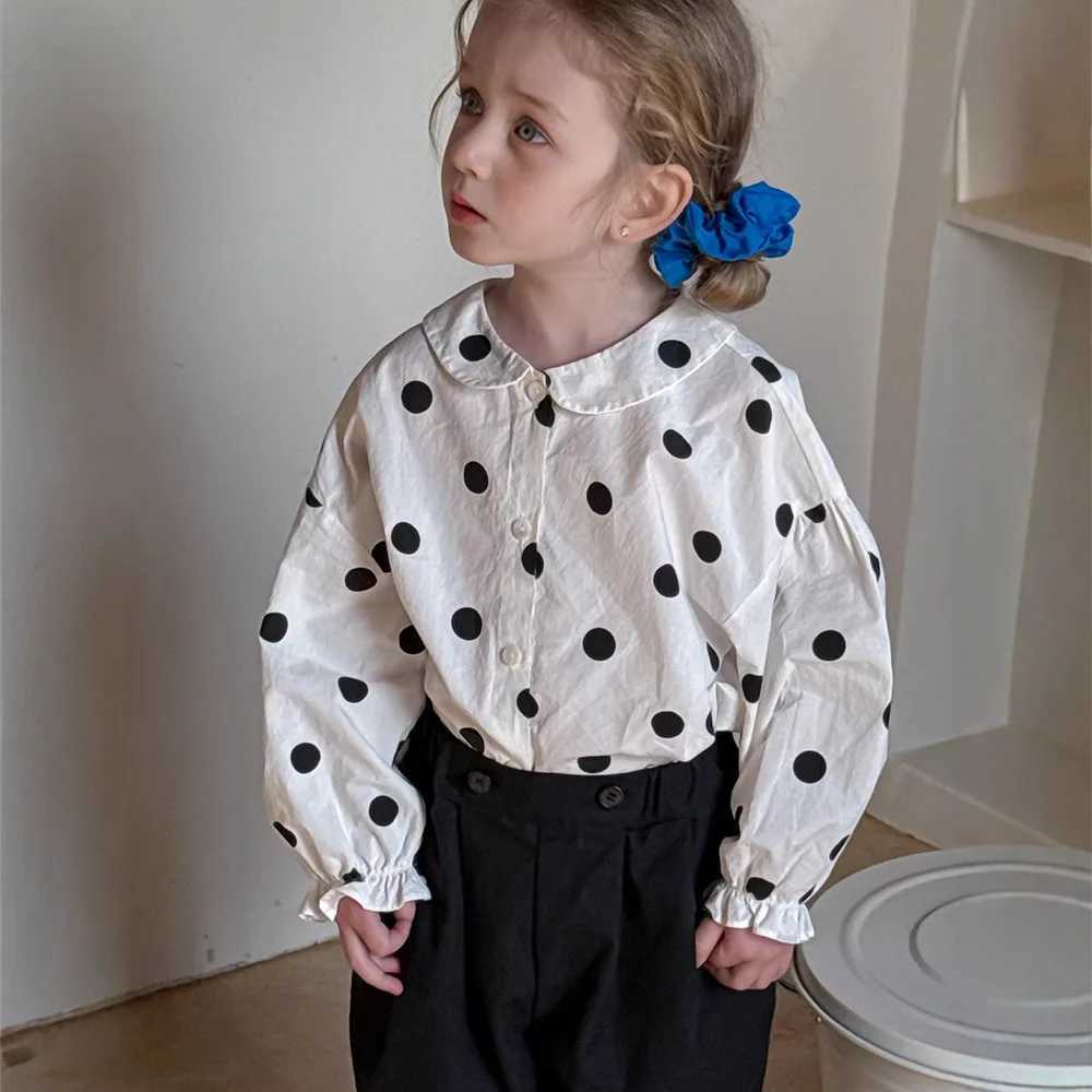 Polka Dot Shirt 2025 Spring and Summer New Fashionable Cute Fun Vintage Allmatch Polka Dot Long Sleeve Collar Shirt C251007