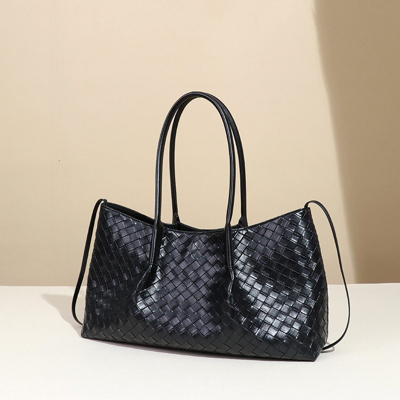 B's Summer New Handwoven Women's Light Luxury Simple Commuter High-end Basket Bag, Large Capacity Tote Bag