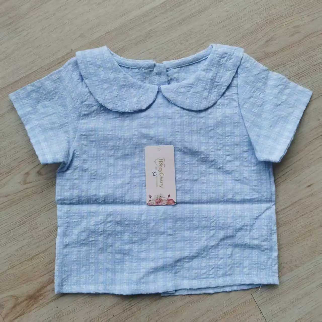 Cherry Summer Girls Shirt Simple Sweet And Versatile Short Sleeve Loose Lapel Top Baby Girl Blouse C251007