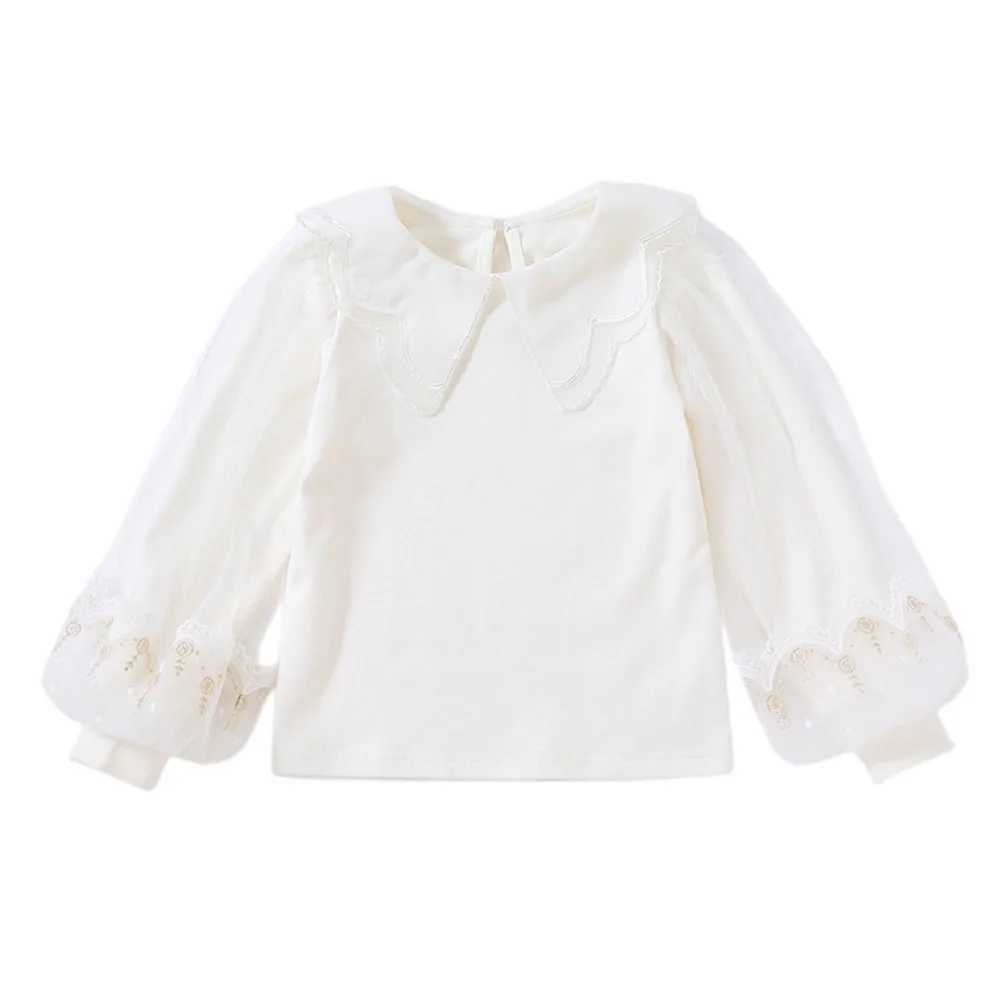 Spring Autumn Toddler Teen Girls Cotton Blouse White Bow Lace Long Sleeve Shirts Kids Pullover Tops Children Clothes 312 Years C251007
