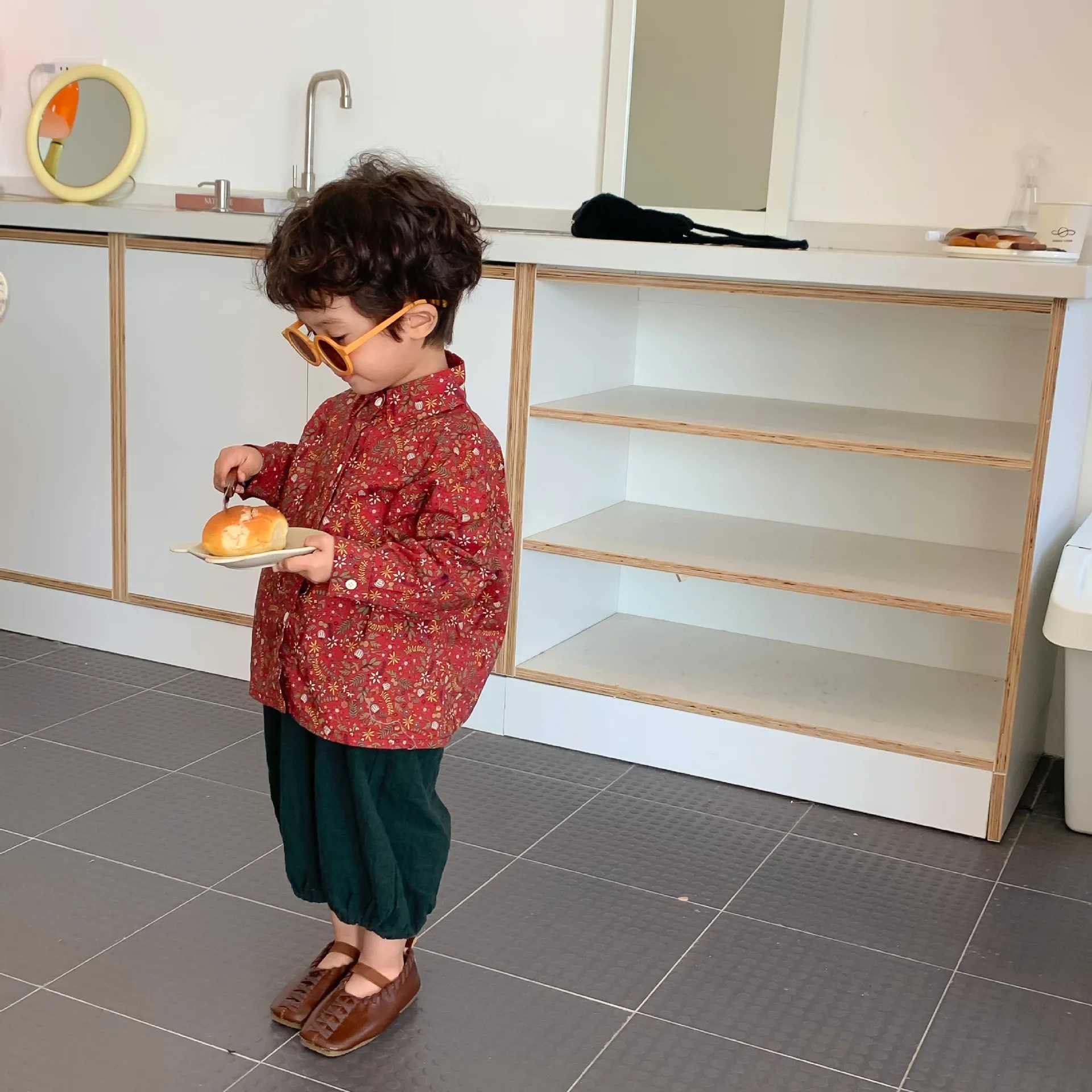 Baby Girls Boys Floral Blouses Children New Style Lapel Blouse Tops Toddler Kids LongSleeved 2025 Spring Casual Shirt C251007