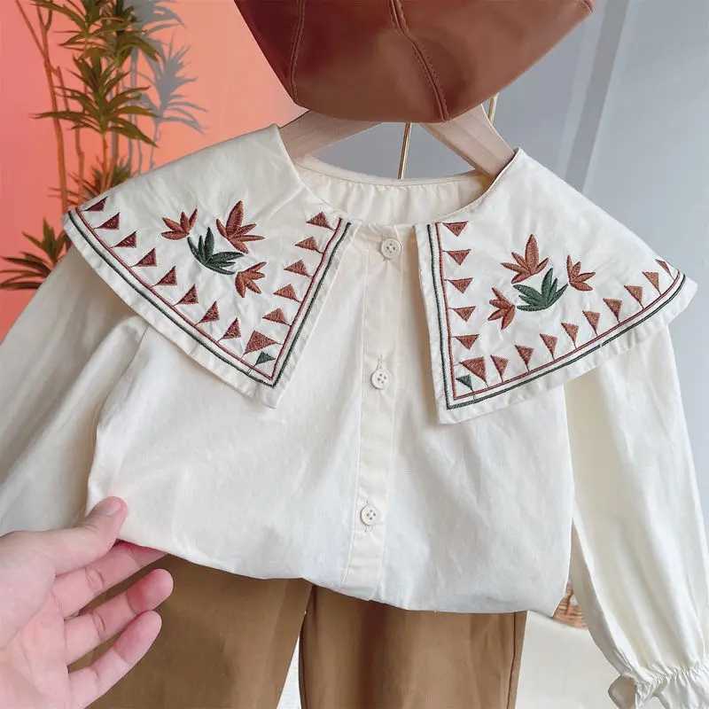 2023 Baby Girls Spring Autumn Clothing Embroidery Tops Shirtselegant Girl Kids Princess Tops Children Clothes C251007