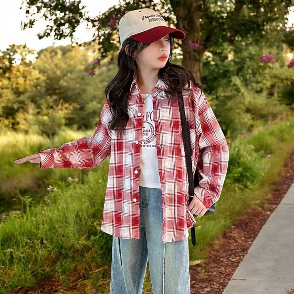 Plaid Shirts for Kids Baby Girls Spring Preppy Shirts Fashion Clothes Autumn Girls Tops Long Sleeve Children Clothing for 314Y C251007