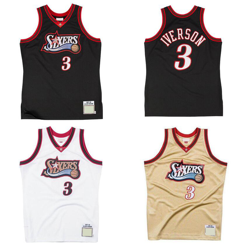 Stitched Basketball Jerseys Allen Iverson 19969798 0102 black blue white mesh Hardwoods classic retro jerseys Men Women and Youth S2XL