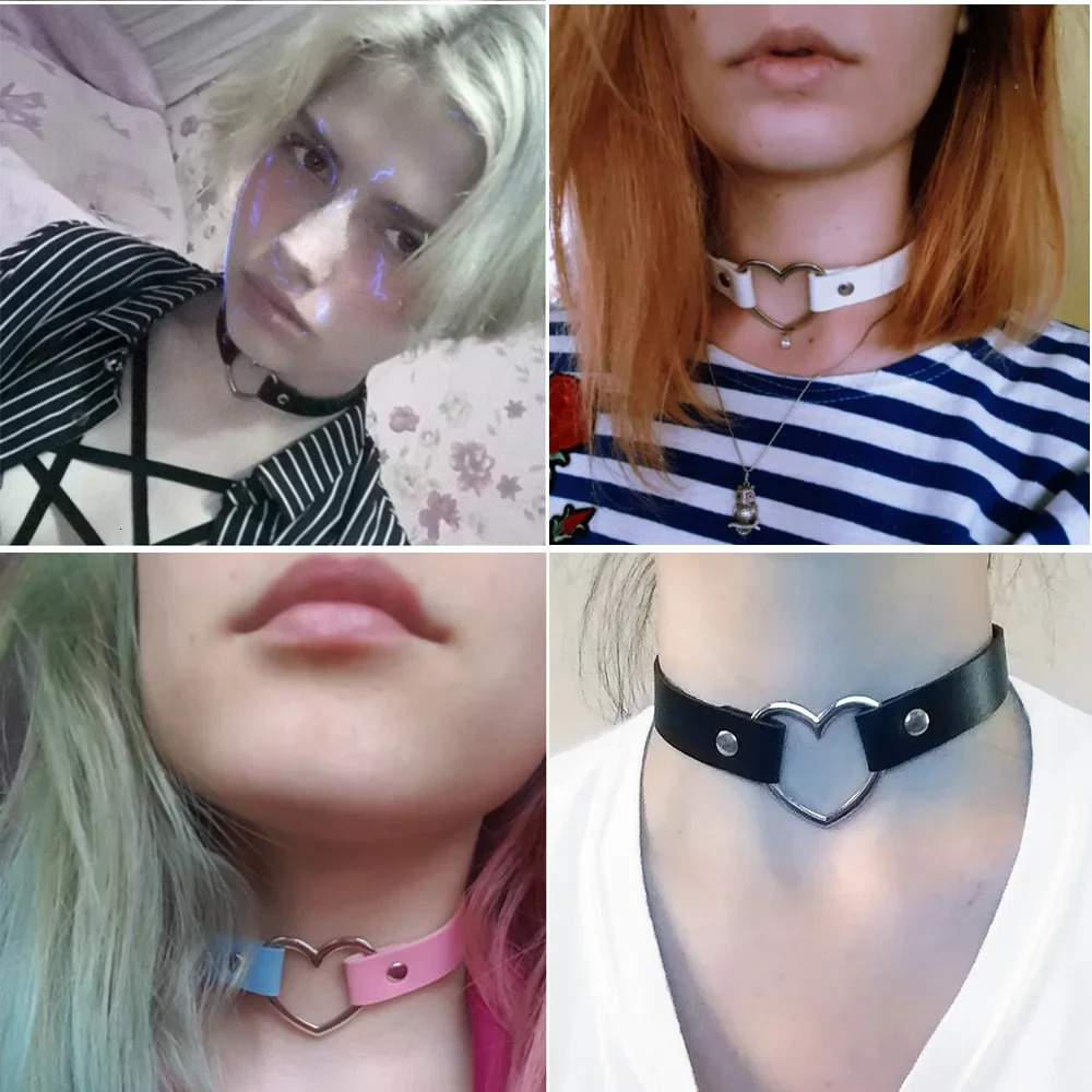 Sexy Trendy Vintage Charm Round Gothic Collar Necklaces Jewelry Gift Gothic Leather Heart Harajuku Women Punk Choker Necklace 250922