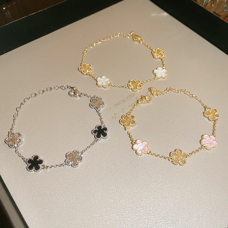 Real Plated Pink Gold Two-tone Flower Sweet High-end Elegant Bracelet Princess Style Light Accessory New Arrival - view 6